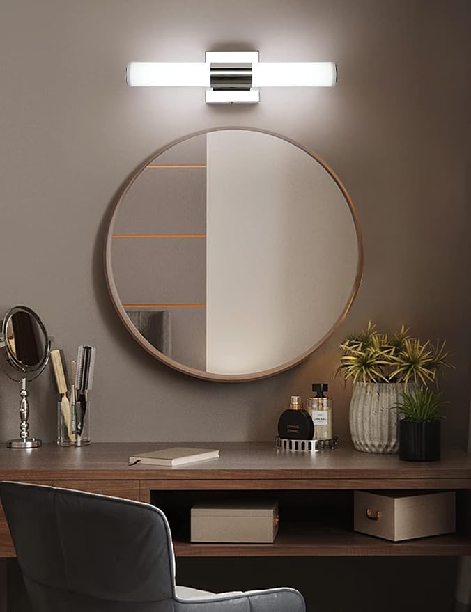 Bathroom Vanity Light Fixture, 16" Inches 8W 6000K Chrome LED Mirror Lights for Bathroom Wall Sconces Bar Lighting