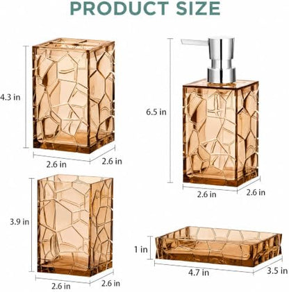 HBlife Bathroom Accessories Set, Acrylic Bathroom Counter Set of 4