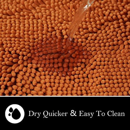 Bathroom Rugs Chenille Bath mat 2 Piece Set, Super Absorbent, PVC Non Slip Backing, Bath mats for Bathroom, Plush Shaggy, Thick, Machine Washable, Bathtub, Shower, Toilet.(Champagne)