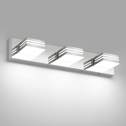 LED Modern Bathroom Vanity Light Fixtures (3-Light, 24-Inch), Chrome Modern Bathroom Wall Lighting Fixtures Over Mirror (Cool White 6000K)
