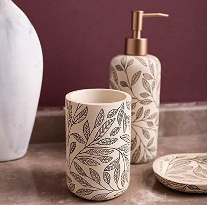 Hymmah Bathroom Accessories Set,Toothbrush Holder,Farmhouse Bathroom Decor,4 Pcs Resin Gift Set Apartment Necessities, Contain Toothbrush Cup,Soap Dispenser,Soap Dish,Tumbler