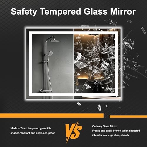 30x40 LED Bathroom Mirror with Lights, Lighted Vanity Mirror for Wall