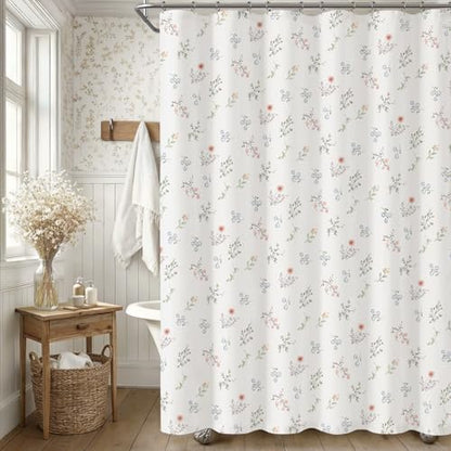 Floral Farmhouse Vintage Cotton Shower Curtain French Country Decor 72Wx72H