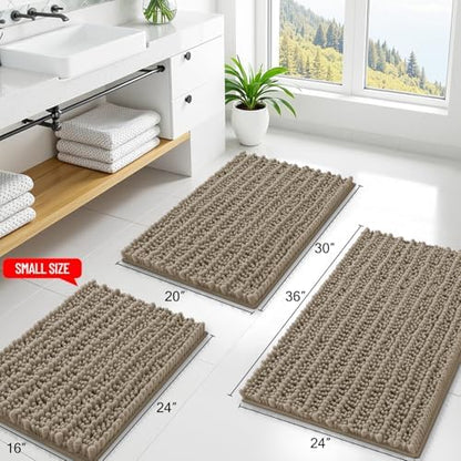 Smiry Bathroom Rugs 47X24, Extra Soft Rubber Backing Chenille Bath Mats