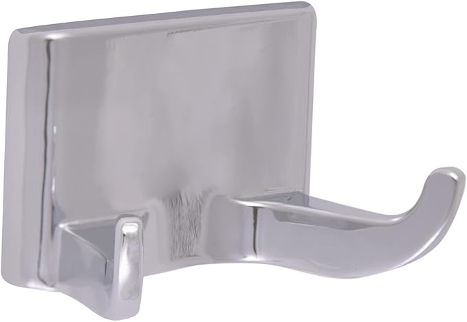Design House Millbridge Double Robe Hook, Polished Chrome, Standard Wall Mount, Concealed Screws, Easy Installation, Bathroom Hardware, 2.44 in L x 1.5 in W x 1.48 in H, Item 533059