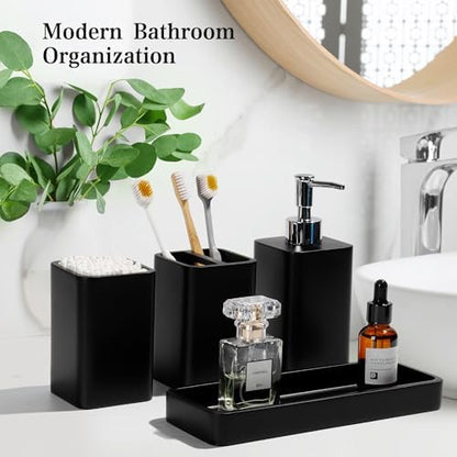 YMXYJM Bathroom Accessories Set, 4 Piece Toothbrush Holder Set - Black