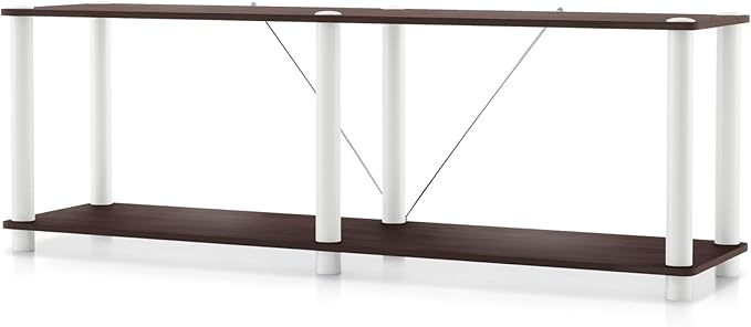 Homes: Inside + Out Apexa Modern 2-Tier Extra Wide Shelving Units, Collectibles Display Shelves, Easy Assembly Low Shelf, Home Storage Organizer for Living Room, Bedroom, Office, Espresso