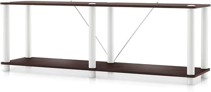 Homes: Inside + Out Apexa Modern 2-Tier Extra Wide Shelving Units, Collectibles Display Shelves, Easy Assembly Low Shelf, Home Storage Organizer for Living Room, Bedroom, Office, Espresso