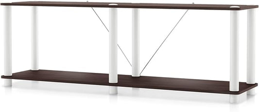 Homes: Inside + Out Apexa Modern 2-Tier Extra Wide Shelving Units, Collectibles Display Shelves, Easy Assembly Low Shelf, Home Storage Organizer for Living Room, Bedroom, Office, Espresso