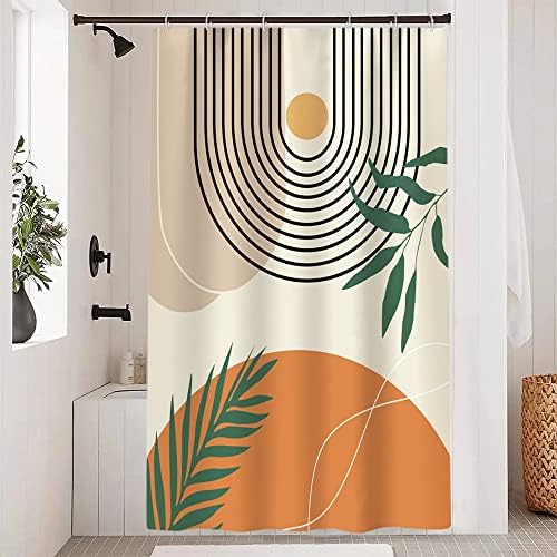 Mid Century Shower Curtain with Hook for Bathroom 54x72 Inch