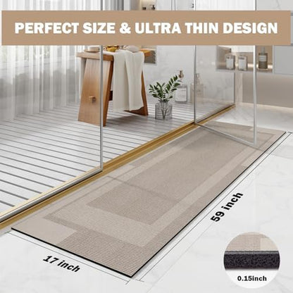 YDKGL Non Slip Bath Mat Long Ultra Thin Bathroom Rugs Runner Fit Under Door