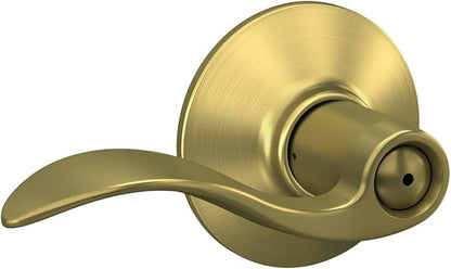 Schlage F40 ACC 608 Accent Door Lever, Bed & Bath Privacy Lock, Satin Brass