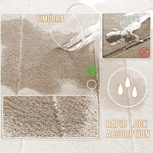 Yimobra Memory Foam Bathroom Mat Set, 24 x 17 & 24 x 20 in, Beige