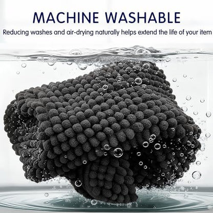 SUBRTEX Bathroom Rugs, 24" x 36" Chenille Bath Rug Soft Short Plush Bath Mat Soft Shower Mat Water Absorbent Shower Mat Quick Dry Machine Washable, Black