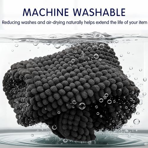 SUBRTEX Bathroom Rugs, 24" x 55" Chenille Bath Rug Soft Short Plush Bath Mat Soft Shower Mat Water Absorbent Shower Mat Quick Dry Machine Washable, Black
