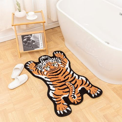 Cute Tibetan Tiger Bath Mat Non-Slip Absorbent Shower Rug 24x39in