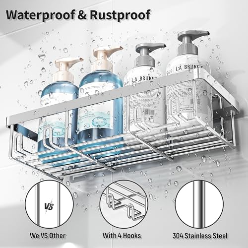 Liuoud 5 Pack Shower Caddy for Inside Shower, Silver Bathroom Storage Decor