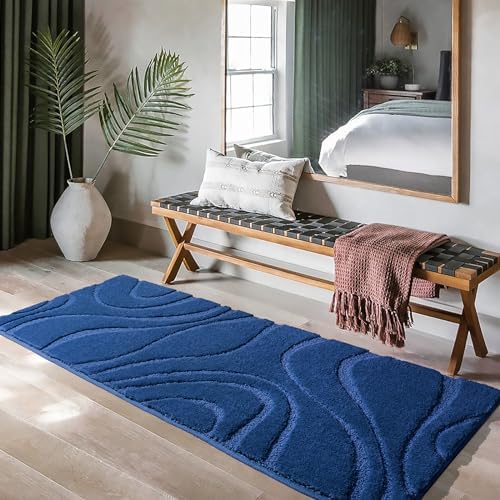 DEXDE Bathroom Rugs Runner Non-Slip Mat for Bathroom Floor, 24X72 Blue