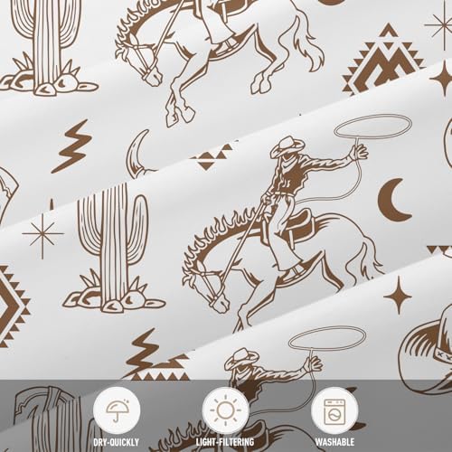 Western Cowboy Cactus Shower Curtain, 12 Hooks, 60" W x 72" L