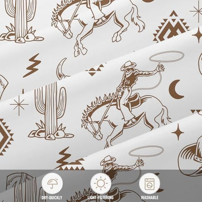 Western Cowboy Cactus Shower Curtain, 12 Hooks, 60" W x 72" L