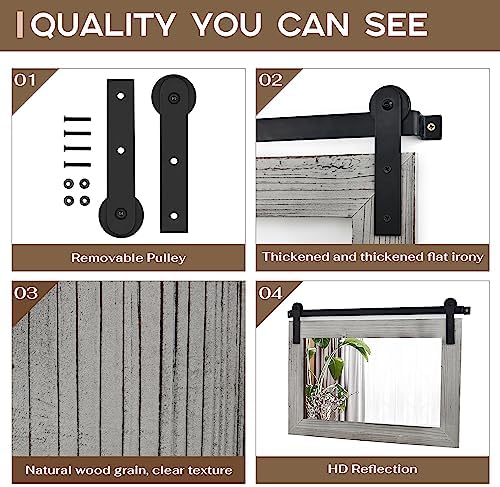 COGOOD Farmhouse Bathroom Mirrors for Over Sink - 22 x 30 Grey