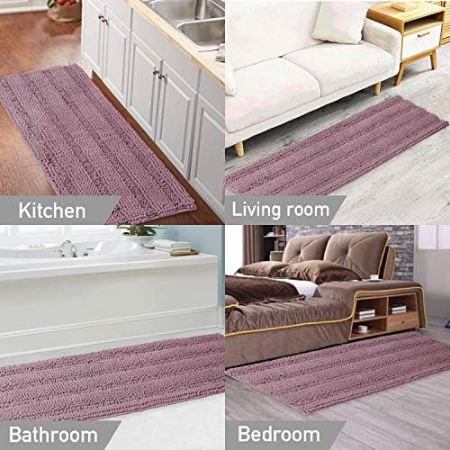 Turquoize Bathroom Runner Rug 17"x47", Soft Absorbent Chenille Bath Rug