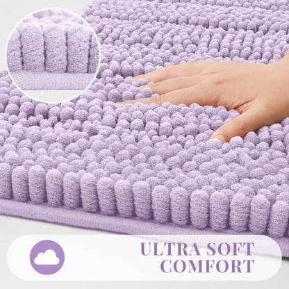 Bcoimo Small Bath Rug Mat,24x17 Extra Soft Chenille Lavender Bathroom Mats