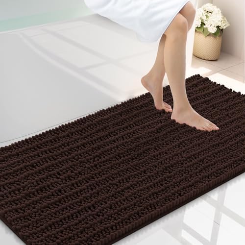 Smiry Bathroom Rugs 47X24, Extra Soft Rubber Backing Chenille Bath Mats