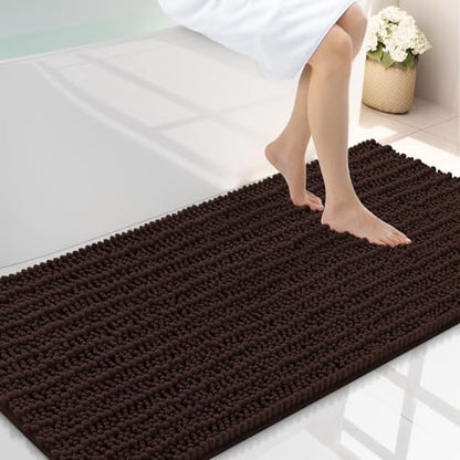 Smiry Bathroom Rugs 47X24, Extra Soft Rubber Backing Chenille Bath Mats