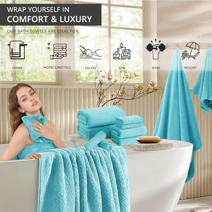 4 Piece Extra Large Bath Towel 35"x70" Oversized Bath Sheet Bath Towel Set for Bathroom Ultra Soft Cozy Highly Absorbent Quick Dry Bathroom Towel for Spa Gym Hotel,Shower Towel for Daily Use,Aqua Teal