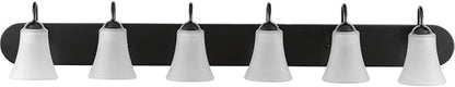 Progress Lighting Classic Collection 6-Light Etched Glass Traditional Bath Vanity Light, Indoor, P300238-031, Matte Black