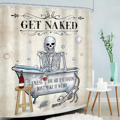 Skull Skeleton Halloween Gothic Spooky Cool Bathroom Shower Curtain Set