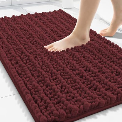 Smiry Bathroom Rugs 30X20, Extra Soft Rubber Backing Chenille Bath Mats