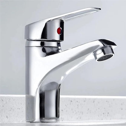 Faucet Chrome Bathroom Basin Single Hole Deck Mount Mixer Kitchen Sink Hot and Cold Water Faucet with G1/2 Hose(Chrome) Faucet