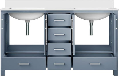 Jacques 60 in. W x 22 in. D Dark Grey Double Bath Vanity and White Quartz Top