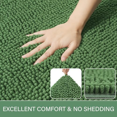 LOCHAS Luxury Bathroom Rug Shaggy Bath Mat 24 x 60 Inch, Green