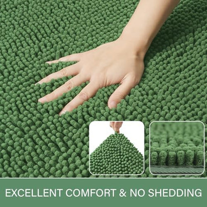 LOCHAS Luxury Bathroom Rug Shaggy Bath Mat 24 x 60 Inch, Green