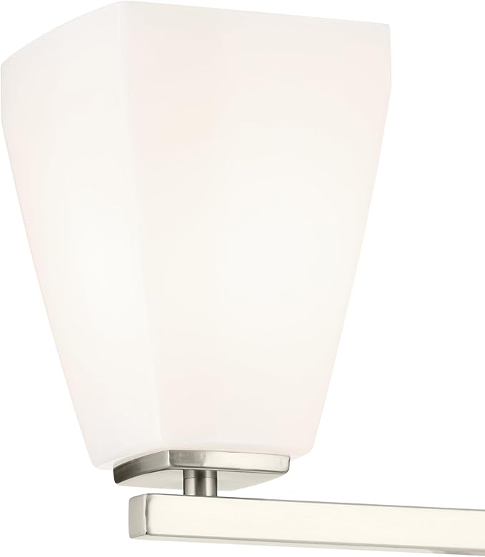 Kichler Marant 21.25" 3-Light Vanity Light with Opal Glass in Brushed Nickel, for Bathroom, Powder Room, Over a Mirror, (21.25" W x 9.5" H), 55216NI
