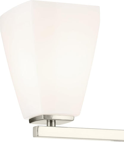Kichler Marant 21.25" 3-Light Vanity Light with Opal Glass in Brushed Nickel, for Bathroom, Powder Room, Over a Mirror, (21.25" W x 9.5" H), 55216NI
