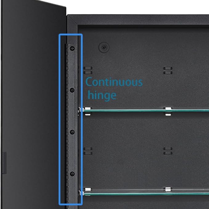 Black Bathroom Medicine Cabinet with Beveled Edge Mirrored Door 16 x 22 inch, Recessed or Surface Mount, with Adjustable Glass Shelves