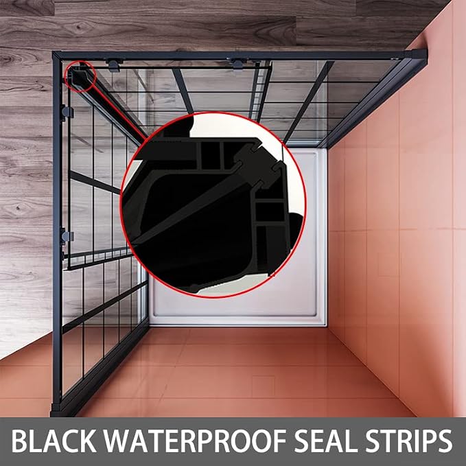 ELEGANT Corner Shower Enclosure 34 in.D x 34 in. W x 72 in. H, Double Sliding Shower Door with 1/4 in. Clear Tempered Glass, Black Framed Sliding Shower Enclosure