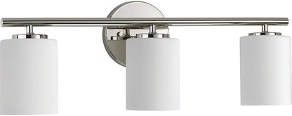 Progress Lighting 3-Light Etched Glass Modern Bath Vanity Light, Replay Collection , Indoor, P2159-104, Polished Nickel