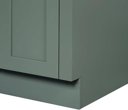 ARIEL Loren 72-inch Bathroom Vanity with Sink,Solid Wood, 1.5-inch Pure White Quartz Countertop, Double Oval Porcelain Sink, 4 Soft Closing Doors, 3 Dovetail Drawers, Vintage Green