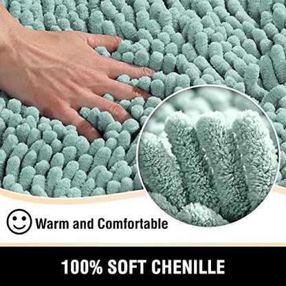 H.VERSAILTEX Bathroom Rugs Bath Mats Non Slip Luxury Chenille Bathroom Runner Rug 47x17 Extra Soft and Absorbent Shaggy Rugs Washable Dry Fast Area Carpet Mats, Tub - Aqua Foam