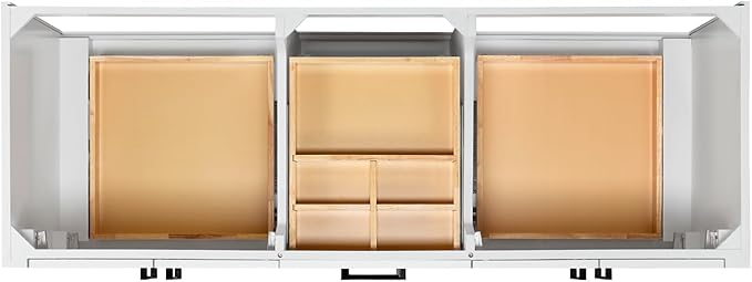ARIEL Loren 60-inch Bathroom Vanity Base Cabinet,Solid Wood, 4 Soft Closing Doors, 3 Dovetail Drawers, White