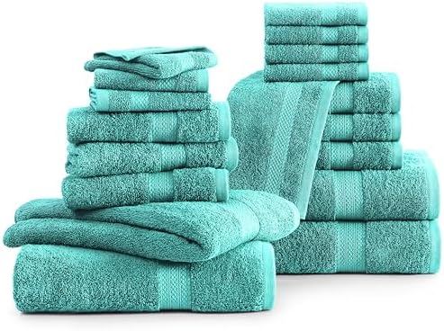 LANE LINEN Towel Set 18 Piece Soft Absorbent Quick Dry 100% Cotton - Teal