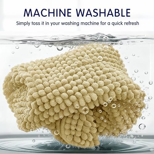 SUBRTEX Bathroom Rugs Chenille Bath Rug, Soft Short Plush Bath Mat, Water Absorbent Shower Mat, Quick Dry Machine Washable(Yellow, 24" x 55")