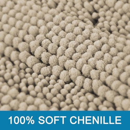 H.VERSAILTEX Bath Mats for Bathroom Non Slip Thick Chenille Striped Bath Rug Absorbent Fluffy Soft Shaggy Rugs Washable Dry Fast Plush Mats for Indoor, Bath Room, Tub - 24" x 36", Fog