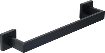 Alise Towel Bar Towel Racks for Bathroom Wall Mount 12 Inch,Matte Black | SUS304 Stainless Steel Bathroom Towel Holder, Full Square Towel Rod Towel Hanger for Bathroom Lavatory Kitchen