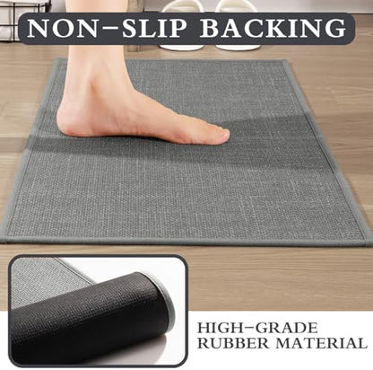 YIHOUSE Bathroom Rugs Thin Bath Mat Sets 4 Pieces Quick Dry,Grey
